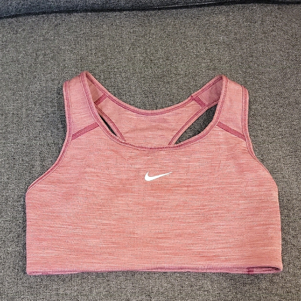 Nike Dri Fit Swoosh Maroon Sports Bra Racerback Size Med - Picture 1 of 6